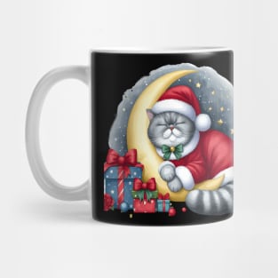 British Shorthair Cat On The Moon Christmas Mug